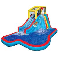 BANZAI Slide N Soak Splash Park Inflatable Outdoor Kids Water Park Play Center with Blower