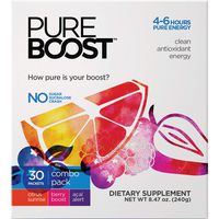 Pureboost Clean Energy Drink Mix. No Sugar, No Sucralose. Healthy Energy Loaded with B12, Antioxidants, 25 Vitamins, Electrolytes. (Combo Pack, 30 Count)