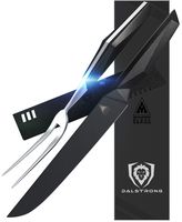 DALSTRONG Carving Knife & Fork Set - 9" Blade - Shadow Black Series - Black Titanium Nitride Coated German HC Steel - Sheath - NSF Certified