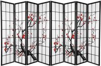 Legacy Decor 8 Panels Room Divider Blossom Print Black Color