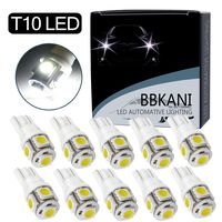 T10 5050 W5W 5 SMD 194 168 2825 LED Replacement Bulbs, 12V Car Interior Lighting For Map Door Dome Lamp Courtesy Trunk License Plate Dashboard Parking Lights (pack of 10)