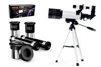 FMG 70mm Refractor Telescope for Kids & Beginners with Tripod, Moon Mirror & Finder Scope with 3 Magnification eyepieces, Barlow lens, Erecting eyepiece