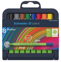 Schneider Link-It Fineliner with Stand-Up Case, 0.4mm, 8 Pieces, Assorted Colors (191298)