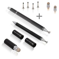 The Friendly Swede 3-in-1 Hybrid Pen, Capacitive Fiber and Fine Point Disc Stylus, with Ballpoint Pen and Replaceable Tips (2 Pack)
