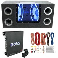 Pyramid BNPS122 12"1200W Car Audio Subwoofer + Box + 1100W Mono Amp +Wiring Kit