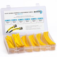 Shrinkflex - HSK3-YL-K - 3:1 General Purpose Heatshrink Tubing Kit - 110 pcs, 6" lengths, 6 sizes, Yellow