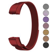 Mosonoi Compatiable with Fitbit Alta Bands, Adjustable Metal Bands Replacement Straps Fit for Fitbit Alta/Alta HR Smartwatch Women Men(Large, Wine Red)