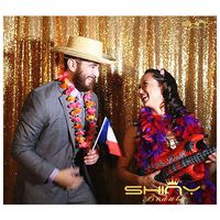 ShiDianYi Sequin-Curtain-Backdrop Gold-6FTX6FT-Shimmer Backdrop Gold Sequin Photo Backdrop Shower Curtain Set-0908E