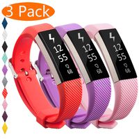 KingAcc Compatible Replacement Bands for Fitbit Alta HR, Fitbit Alta, Silicone Fitbit Alta HR Band Alta Band, Buckle Wristband Strap Women Men (3-Pack, Pink&Purple&Red, Large)