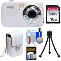 Vivitar ViviCam VX022 Digital Camera (White) with 16GB Card + Case + Tripod + Kit