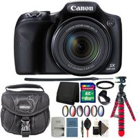 Canon PowerShot SX530 HS 16MP Wi-Fi Digital Camera (Black) + 67mm Filter Kit + Adapter Ring + Tulip Lens Hood + 8GB Memory Card + Wallet + Extra Battery + Case + Cap Holder + 3pc Cleaning Kit