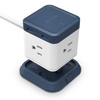 BESTEK Compact Power Strip Travel Cube 3-Outlet and 4 USB Charging Station with Mountable Detachable Base, 5 Feet Extension Cord, Flat Plug,1875W
