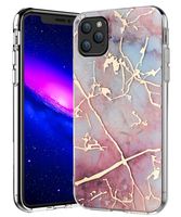 iPhone 11 Pro Case 5.8 inch, Zenhole Marble Pattern Hybrid Hard Back Soft TPU Raised Edge Ultra-Thin Shock Absorption Slim Case Compatible for iPhone 11 Pro 5.8 inch 2019 Released - Pink