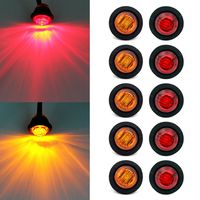 Purishion 10x 3/4"" Round LED Clearence Light Front Rear Side Marker Indicators Light for Truck Car Bus Trailer Van Caravan Boat, Taillight Brake Stop Lamp (12V, Red+Amber)