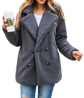PRETTYGARDEN Women's Fashion Long Sleeve Lapel Zip Up Faux Shearling Shaggy Oversized Coat Jacket with Pockets Warm Winter (Z-Dark Grey, XX-Large)
