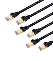 JAVEX [5FT, 5-Pack] UL Recognized Wire, CAT6A/CAT7 RJ45 [S/STP, 10GB] Network Ethernet Patch Cable, Black