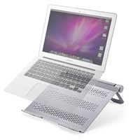 BONUSIS Laptop Stand, Ventilated Adjustable Aluminum Notebook Riser Compatible with Apple MacBook, Surface, Chromebook, Samsung, Acer, HP, Dell & Any Laptops (10-17 Inch) - Gray