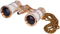 Levenhuk Broadway 325F Opera Glasses (White Theater Binoculars with LED Light and Chain)