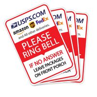 Homework2 Deliveries Ring Bell If No Answer Leave Packages On Front Porch Stickers, 4.8 X 3.2 Inch Vinyl Decals - Indoor & Outdoor Use, UV Protected & Waterproof - 4 Labels