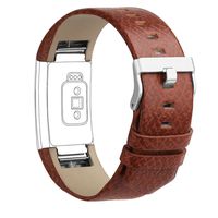 iGK Leather Replacement Bands Compatible for Fitbit Charge 2, Genuine Leather Wristbands Dark Brown