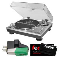 Audio-Technica AT-LP120-USB Professional Turntable (Silver)and Extra AT95E Dual Mount Cartridge