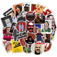 50pcs Pack Terror Movie Laptop Stickers, Cool Vinyl Computer Waterproof Water Bottles Skateboard Luggage Decal Graffiti Patches Decal (The Shining)
