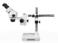 Vision Scientific VS-3E Series Binocular Zoom Stereo Microscope, 10x Widefield Eyepiece, 0.7X-4.5X Zoom Range, 7X-45x Magnification Range, Single Arm Boom Stand
