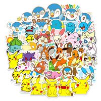Ratgoo 80 Pcs Cute Graffiti Stickers for Pokemon to Girls Boys Teens Kids Toddler Baby Gift for Desk Computer MacBook Laptop Case Water Bottle Hydro Flask Car Bicycle Motorcycle Helmet Luggage Case