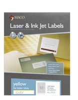 MACO Laser/Ink Jet Yellow File Folder Labels, 2/3 x 3-7/16 Inches, 30 Per Sheet, 1500 Per Box (ML-FF33)