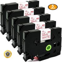 NEOUZA 5PK Great Quality Compatible for Brother P-Touch Laminated Tze Tz Label Tape Cartridge 12mmx8m (TZe232 Red on White)