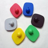 Aoneso 100 pcs EAS Anti-thief Hard Tag with Pins 8.2MHz Security Stickers Supermarket Labels Small Square Magnetic Buckle For Clothing or Goods in Supermarket. (Black, White,Light Gray, Red, Yellow, Blue, Green)