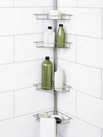 Zenna Home Tension Pole Shower Caddy, Nickel
