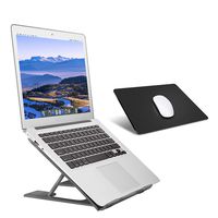 Adjustable Laptop Stand，Ventilated Portable Ergonomic Notebook Riser for Desk,Multi-Angle Adjustable Portable Anti-Slip Mount for MacBook, Surface Laptop, Notebook, 10"-17" Tablet (Black+Mouse Mat)