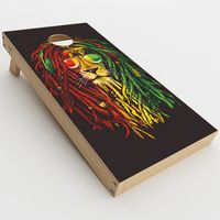 Skin Decal Vinyl Wrap for Cornhole Game Board Bag Toss (2xpcs.) Skins Stickers Cover / Rasta Dread Lion Irie