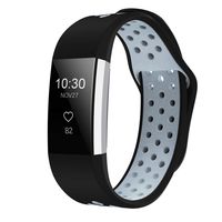 iGK Silicone Replacement Bands Compatible for Fitbit Charge 2, Adjustable Breathable Sport Strap Smartwatch Fitness Wristband with Air Holes Black Gray Small