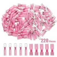 220pcs Heat Shrink Spade Connectors - Sibaok 22-16 Gauge Fully Insulated Female & Male Electrical Spade Terminals - Waterproof Quick Disconnect Crimp Connector Kit - Red