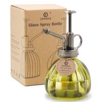 OFFIDIX Plant Mister,Glass Spray Bottle Small Watering Can Indoor 6.3" Tall Vintage Pumpkin Style Plastic Top Pump One Hand Mister Spray Bottle for Indoor Potted Plants (Olive Green)