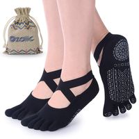 Yoga Socks for Women with Grips, Non-Slip Five Toe Socks for Pilates, Barre, Ballet, Fitness