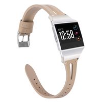 Wearlizer Compatible for Fitbit Ionic Bands Women Men, Genuine Leather Replacement Band Bracelet Compatible with Fitbit Ionic Small Large (Beige)