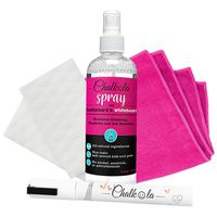 Chalkola Natural Chalkboard Cleaner Spray & Eraser Kit for Liquid Chalk Markers - Suitable for Whiteboard, Blackboard and Dry Erase Boards - Comes with White Chalk Pen