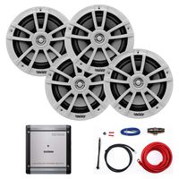 Marine Amp & Speaker Combo: 4X Infinity 622m 6.5-Inch 225-Watt 2-Way WeatherProof Boat Vehicle Coaxial Speakers Bundle With Kenwood 600-Watt 4-Channel Compact Amplifier + Kicker 8-Gauge Install Kit