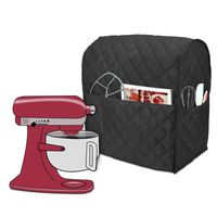 Luxja Dust Cover Compatible with 6-8 Quart Stand Mixer, Cloth Cover with Pockets for Stand Mixer and Extra Accessories, Black (Quilted Fabric)