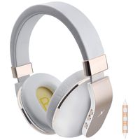 Bluetooth Headphones Over Ear, Riwbox XBT-780 V 5.0 Bluetooth Wireless Headphones with Microphone and Volume Control for PC/Cell Phones/TV (Gold)