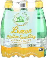 Whole Foods Market, Lemon Sparkling Mineral Water, 16.9 Fl Oz, 6 Count