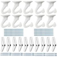 10 Sets Ceiling Hooks - Heavy Duty Swag Hook with Hardware for Hanging Plants Ceiling Installation Cavity Wall Fixing White