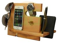 Sale - abhandicrafts Wood Phone Docking Station, Desk Organizer, Tablet Holder, Key Hooks, Coin, Wallet, Watch Handmade Men Graduation Gift, Husband Anniversary, Dad Birthday Idea, Nightstand for Him