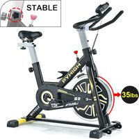 PYHIGH Indoor Cycling Bike Belt Drive Stationary Bicycle Exercise Bikes with LCD Monitor for Home Cardio Workout Bike Training- Black