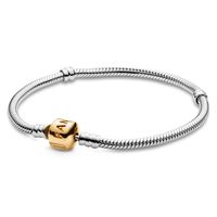 PANDORA Jewelry - Moments Snake Chain Charm Bracelet for Women in Sterling Silver and 14K Yellow Gold, 7.9 in / 20 cm