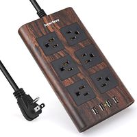 10ft 14AWG 15A Surge Protector Power Strip with USB SUPERDANNY Heavy Duty Extension Cord Flat Plug 6 Outlet 4 USB 2.4A Fast Charging with Switch for iPhone iPad Trave Home Office Desktop Wood Grain