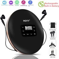 Rechargeable Portable CD Player Personal Compact Disc Player with LCD Display, Music Walkman cd Player for Kids &Adults by DeeFec - Black